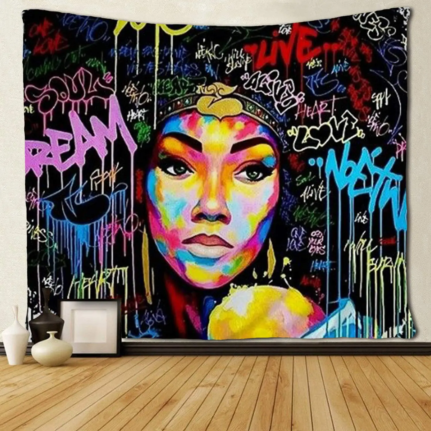 

African American Women Hair Art Tapestries Bedroom Living Room Dorm