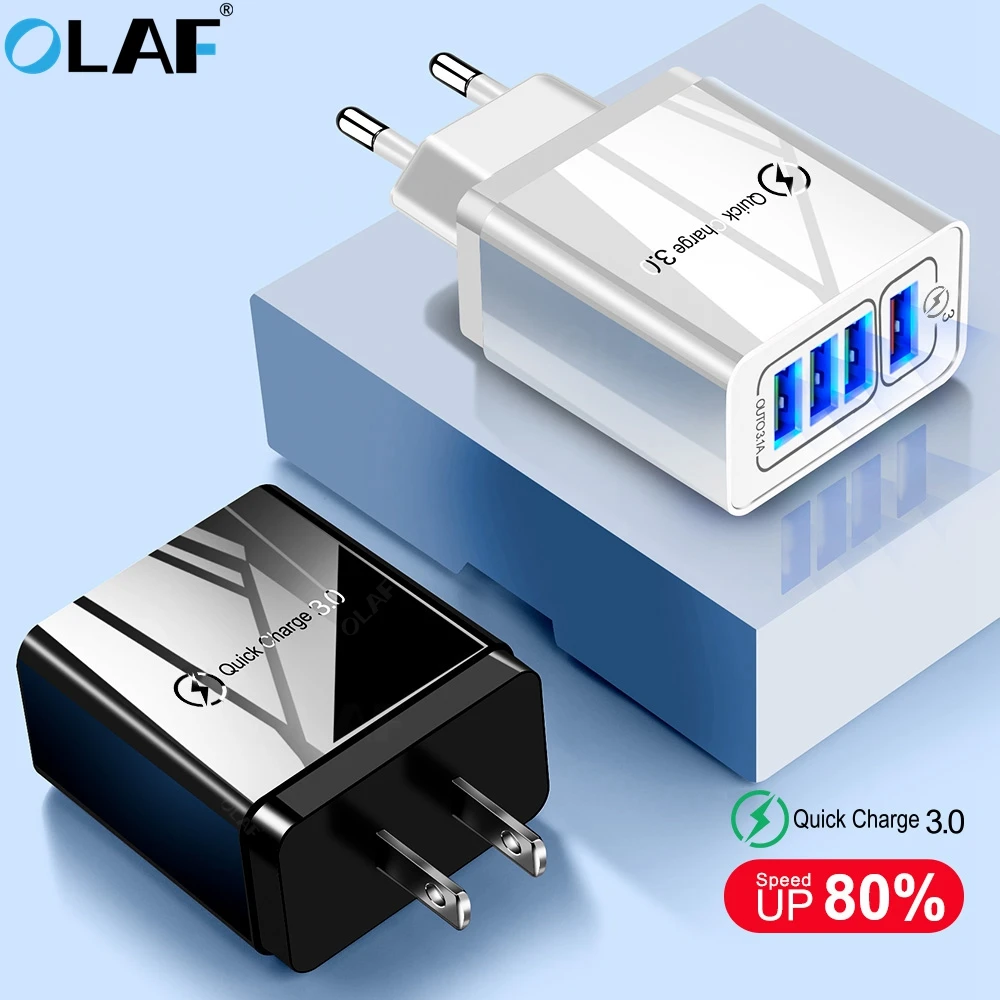 Олаф Quick Charge 3,0 4 порта USB зарядное устройство QC3.0 USB зарядное устройство для телефона EU/US/UK для samsung S10 S9 Xiaomi Mi9 iPhone X 8 настенное зарядное устройство