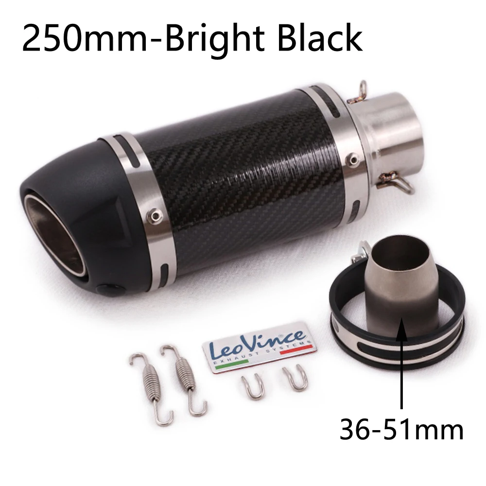 250mm-Bright Black Универсальный мотоциклетный глушитель выхлопной трубы питбайк спасательный горшок для проекта для Yamaha XT 600 FZ6 MT03 R6 ER6N Z750 - Цвет: 250mm-Bright Black