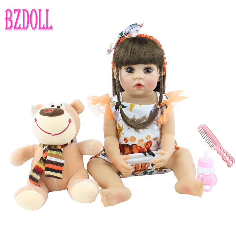 

55cm Full Body Silicone Reborn Baby Doll Toy Vinyl Newborn Babies Dress Up Princess Girl Bebe Bonecas Child Birthday Gift