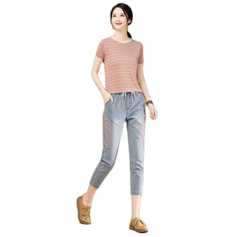 

Summer Pants Women High Waist Denim Pants Women's Fashion Jeans Streetwear Harem Capri Pants Mom Jeans Plus Size Jeans Women