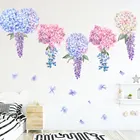Акварельные кружевные Лавандовые цветочные шарики, настенные Стикеры для детской комнаты, гостиной, спальни, домашнее украшение, настенные наклейки, домашний декор