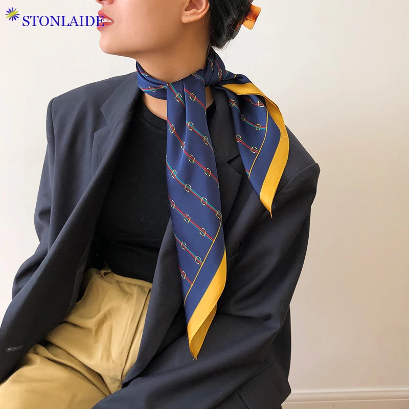 

Designer Luxury Scarf Spring Winter Satin Women's Silk Scarves Small Shawls Bandana Fashion Printing Neckerchief for ladies Gift
