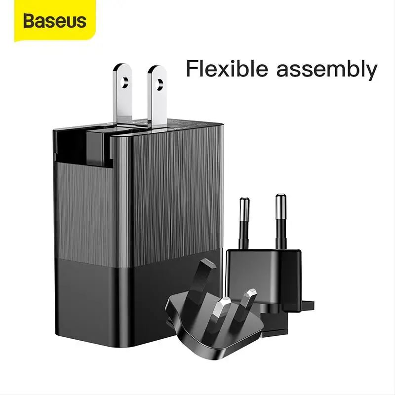 Сетевое зарядное устройство Baseus EU/US/UK 3 в 1 USB адаптер для samsung 2.4A переносной usb ЗУ