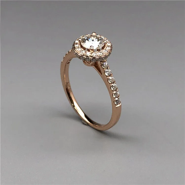 Кольцо из 10K розового золота с круглым моиссанитом 1, 2, 3, 4 или 5 карат для женской свадьбы, юбилея, помолвки - элегантное и модное.