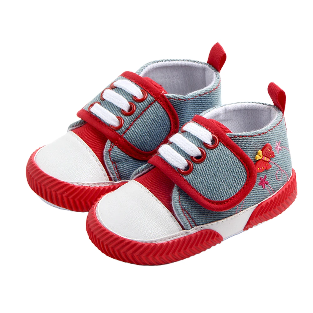 

Infant Baby Girls Athletic Sneakers Cute Butterfly Floral Embroidery Anti-Slip First Walkers Shoes 0-18M