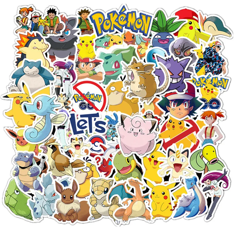 

50pcs Cartoon Anime Pokemon Stickers Kawaii Pikachu Stikers Skateboard Bicycle Guitar Laptop Kids Waterproof stikers Toys