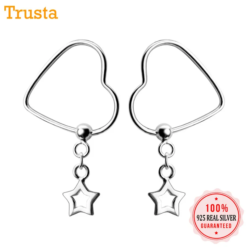 Trusta Подлинная Мода 925 пробы Серебряное пустое сердце звезда крест очарование
