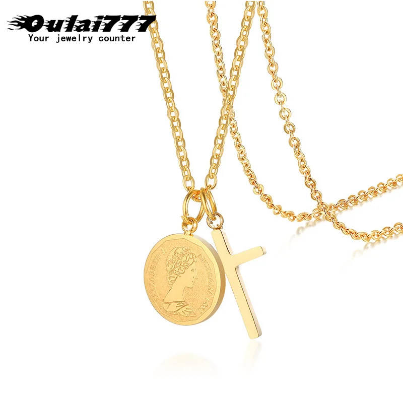 Женское Ожерелье из нержавеющей стали с подвеской-крестом | Украшения и