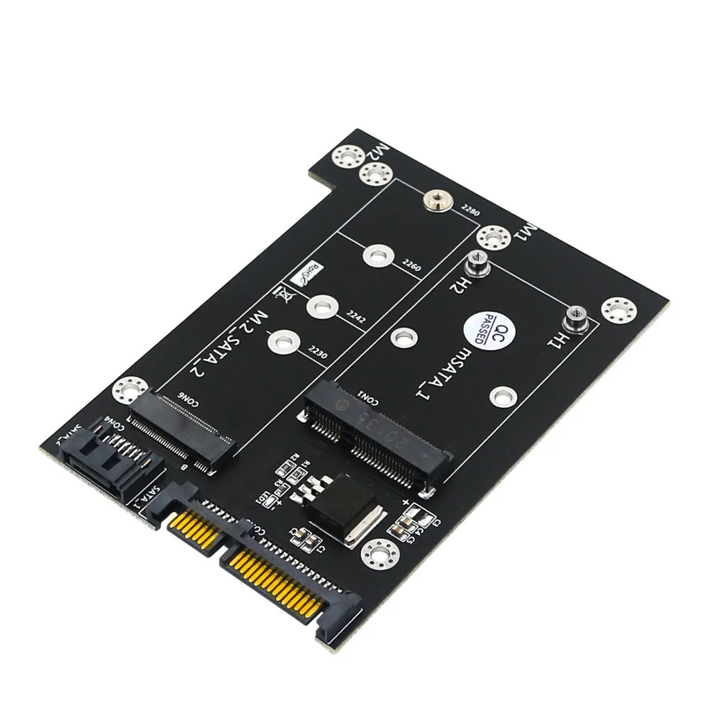 

Msata/M2 to SATA3 Adapter Professional M.2 NGFF SSD to Dual SATA3 Converter Card with SATA Cable Computer Accessories