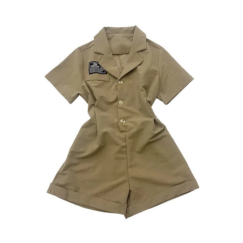 

Girls suit jumpsuit 2021 spring new new style girl design sense casual wide-leg shorts
