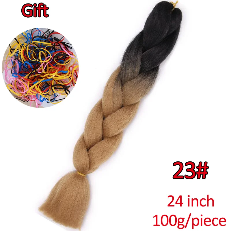 P4/27 Энергичные длинные Омбре огромные косы синтетические плетеные волосы крючком Черный Серый Розовый Наращивание волос термостойкие - Цвет: P4/27