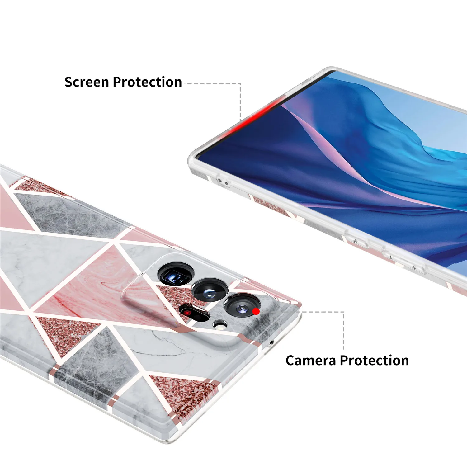 Для Samsung Note 20 Ультратонкий чехол с мраморной отделкой Блестящий бампер в полоску