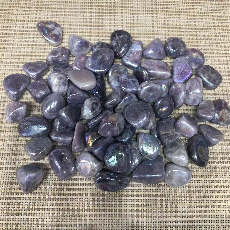 

Natural Gems Polished Quartz Crystal Aura Lepidolite Tumbled Stones Healing Reiki Gemstones Home Decoration