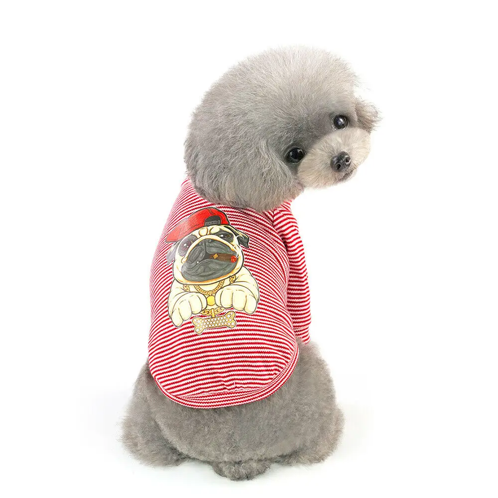 Футболка для питомца милая Одежда собак хлопковая футболка в полоску с