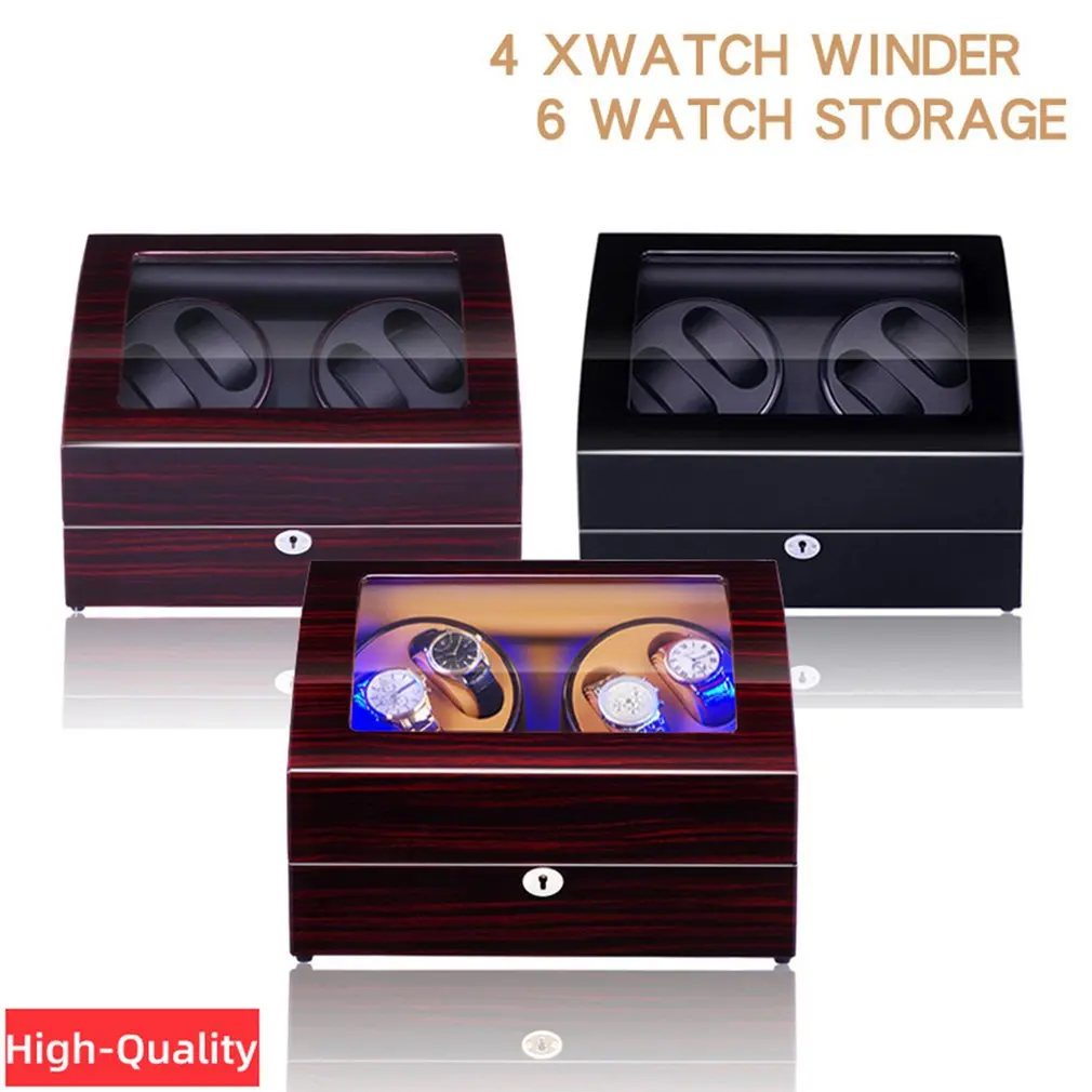 4 Автоматический Черный отделку заводчик часов с светодиодный светильник 6