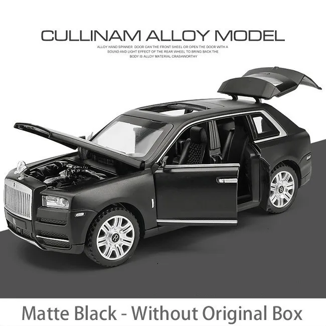 1/32 Rolls Royce Cullinan Diecasts модели игрушечных автомобилей со звуком и светильник 6 дверей можно открыть Oyuncak модель подарки для детей - Цвет: Black no box