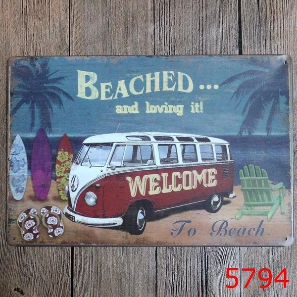 

Metal Tin Sign Beached and Loving It! Bar Pub Vintage Retro Poster Cafe Wall Art Decor