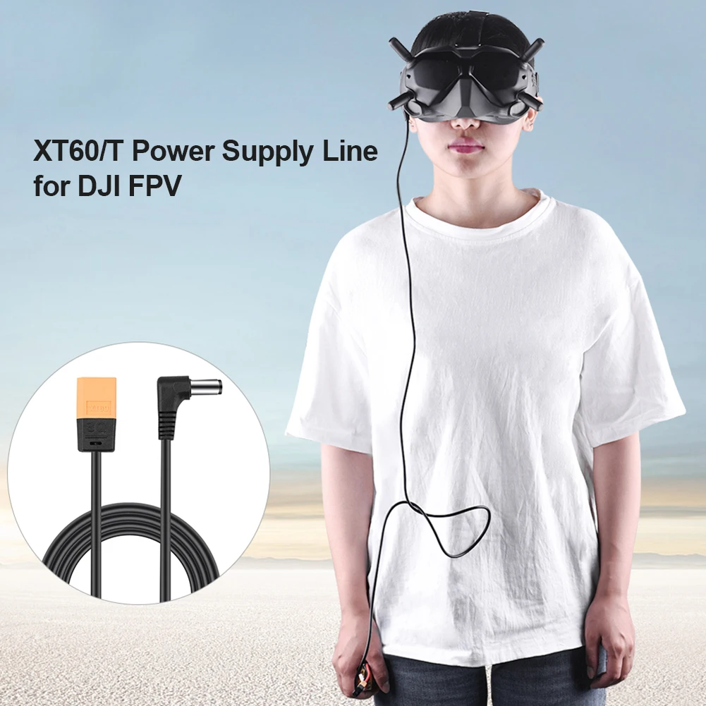 

Кабель питания с двумя USB-портами, штекер XT60-штекер постоянного тока, прямоугольный Штекерный шнур для DJI FPV Goggles to XT60 Battery 4ft, кабель питания, н...
