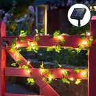 Гирлянда на солнечной батарее, маленький светильник в виде листьев, водонепроницаемая Рождественская лампа для украшения сада, уличное освещение на солнечной батарее