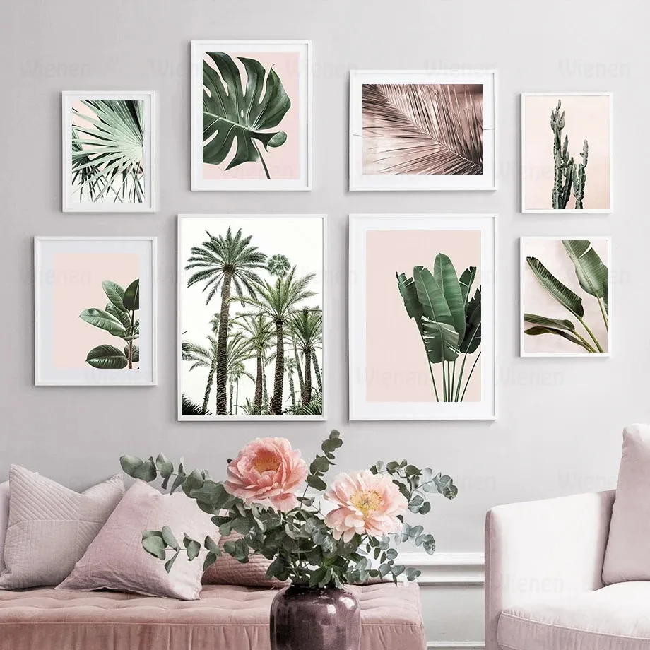 

Wall Art Canvas Painting Palm Leaf Cactus Banana Leave Coconut Tree Nordic Posters and Prints Wall Pictures for Living Room Home
