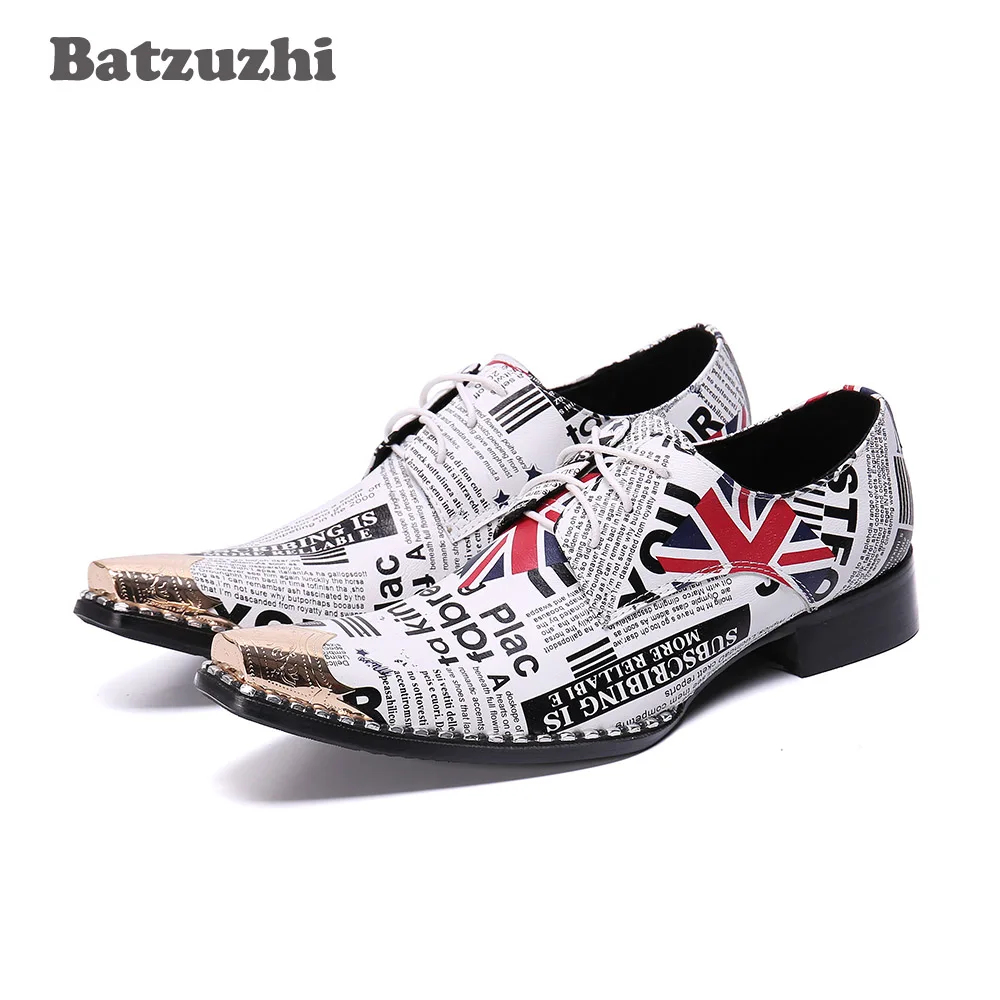 

Batzuzhi Handmade Italian Type Men Shoes Personality Leather Dress Shoes Men Pointed Metal Tip Party Shoes Men! Erkek Ayakkabi
