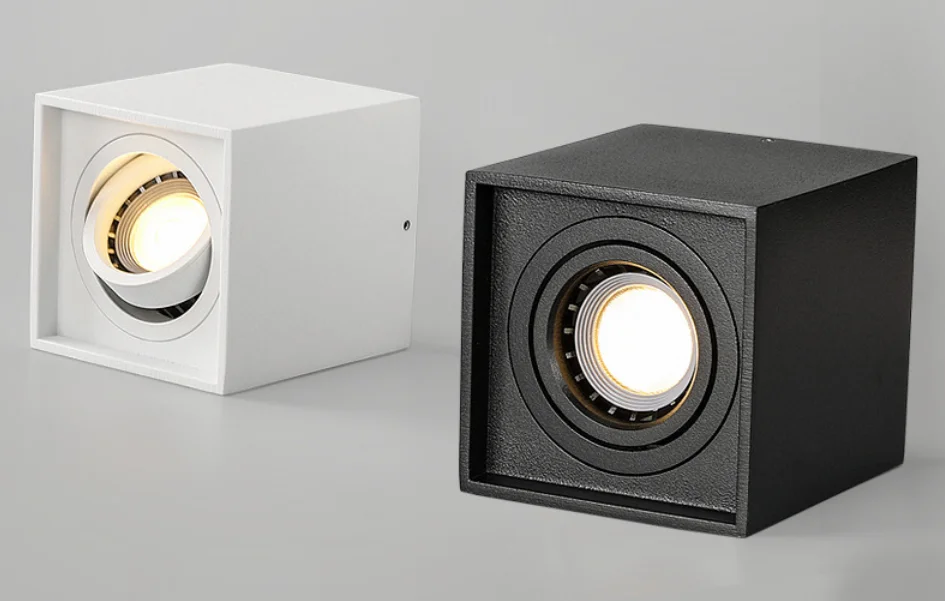 $13.79 1pcs Square Surface Mounted LED Downlight with Replaceable GU10 LED Bulb 7W 10W LED Ceiling Spot Light AC85V-265V Indoor