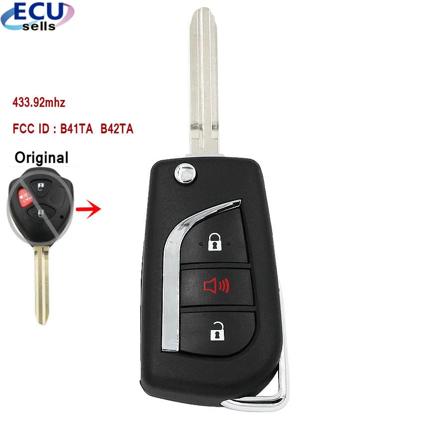 Обновленный флип дистанционный ключ для Toyota Camry Corolla Hilux 3 кнопки 4D67 433,92 МГц B41TA B42TA
