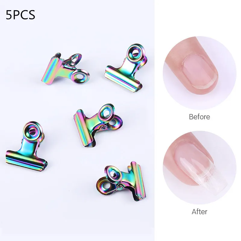 5pcs random color Регулируемый Серебряный многоразовый УФ-гель для ногтей, акриловые французские кончики, руководство для наращивания ногтей, быстрое наращивание ногтей, инструменты для маникюра - Цвет: 5pcs random color