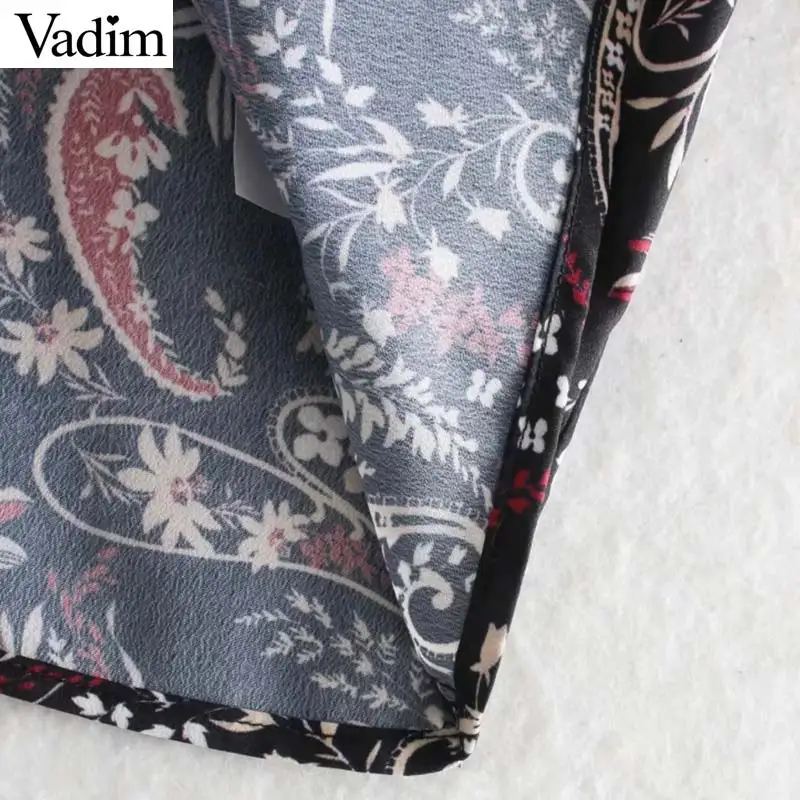 Vadim женское Плиссированное мини-платье с цветочным принтом пейсли завязками