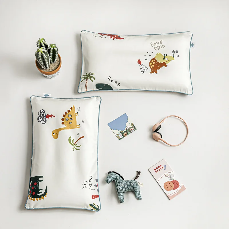 Funda de almohada de algod&oacute;n de grapa larga para ni&ntilde;os, fundas de almohada c&oacute;modas con patr&oacute;n de dibujos animados creativos, 30x50cm, 2 piezas-0