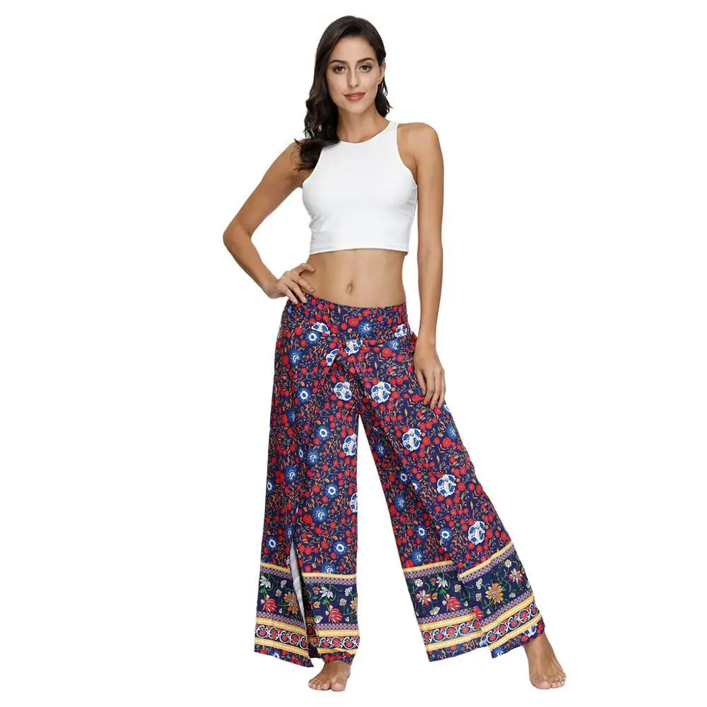 Boho женские свободные повседневные штаны для йоги летние спортивные брюки