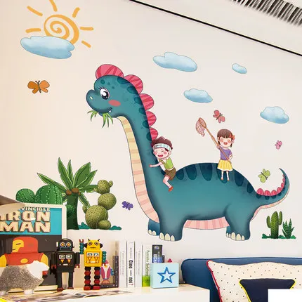 Мультяшная Наклейка на стену динозавр ПВХ украшение для детской комнаты
