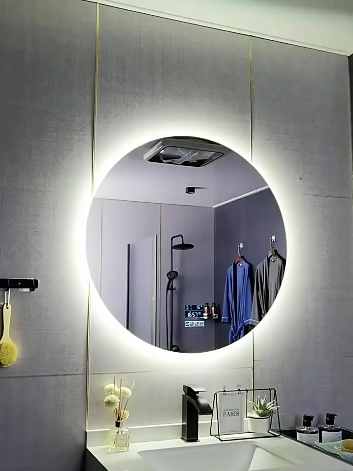 Espejo de baño de lujo para hotel, con luz led, tamaño personalizado