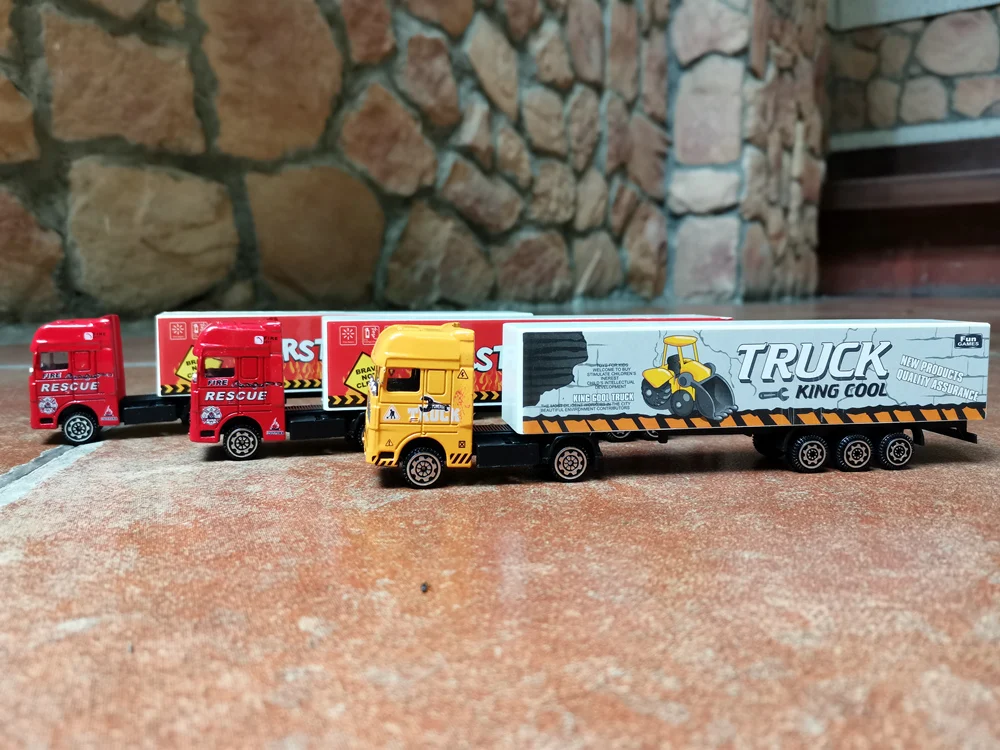1/87 Игрушечный Грузовик красный желтый подарок на день рождения ребенка