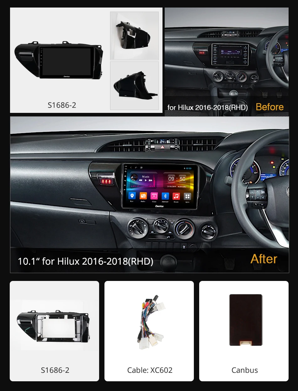 Owice автомобильный Радио Мультимедиа Android 9 0 4G + 64G k3 k5 k6 для Toyota Hilux 2016 2017 2018 DSP LTE SPDIF