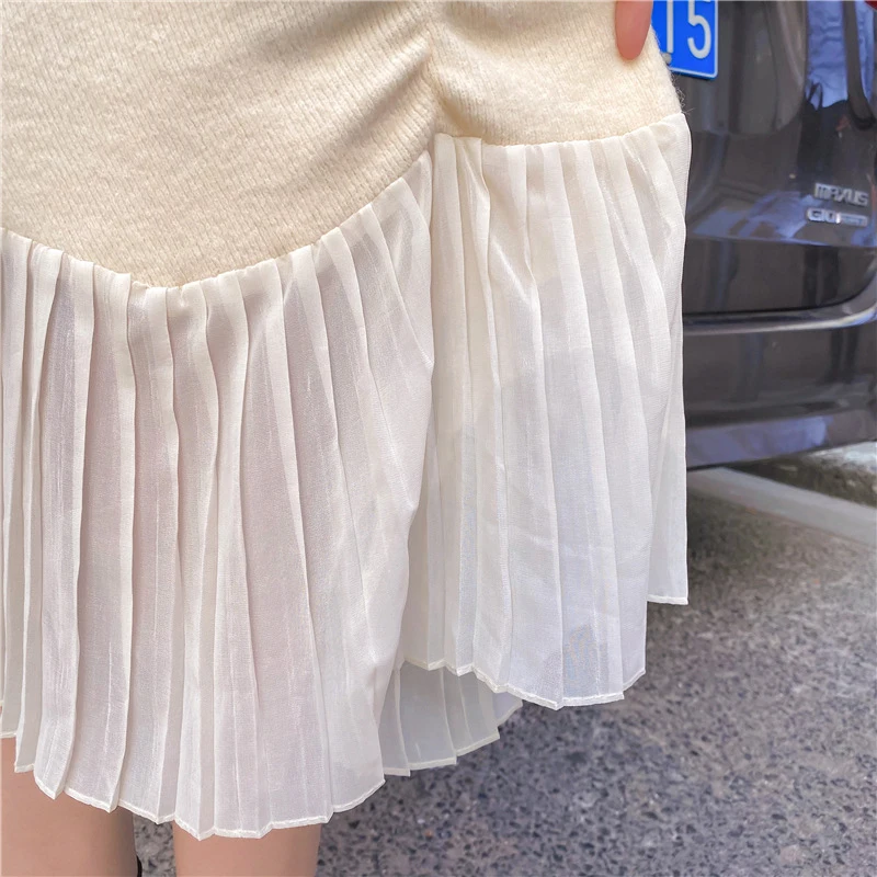 

2021 Women New Products Mid-length Three-color One-Size Sweater Skirt Over-the-knee Autumn and Winter Outer Wear Base Dress W6