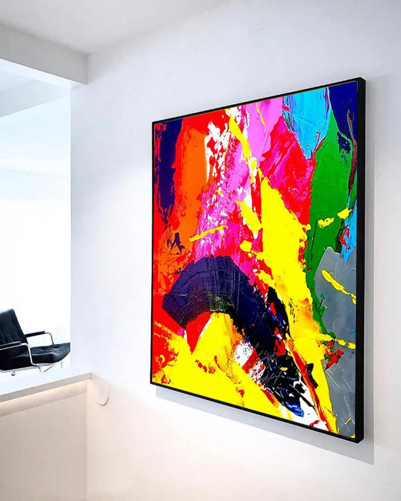 Goedkoop Grote Rood Abstract Wall Art Textured Schilderij Oversize Canvas Modern Wall Art Woonkamer Schilderen Originele Geel Olieverfschilderijen