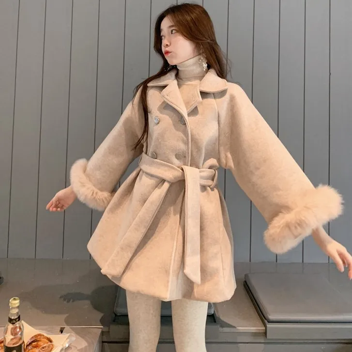 

Furry Japanese Fashion Short Sweet Coat Thick Winter Elegant Korean Coat Autumn Women Abrigo Mujer Invierno Women Clothes EH50CO