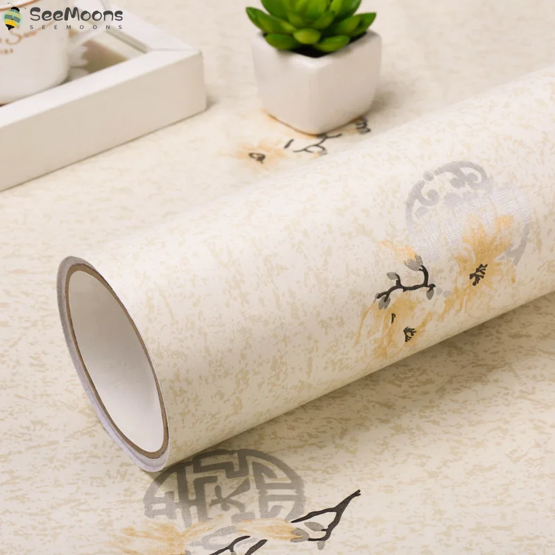 

Vintage Self Adhesive Wallpapers Floral Pattern Living Room Background Wall Stickers Furniture Decorative DIY Home Decor