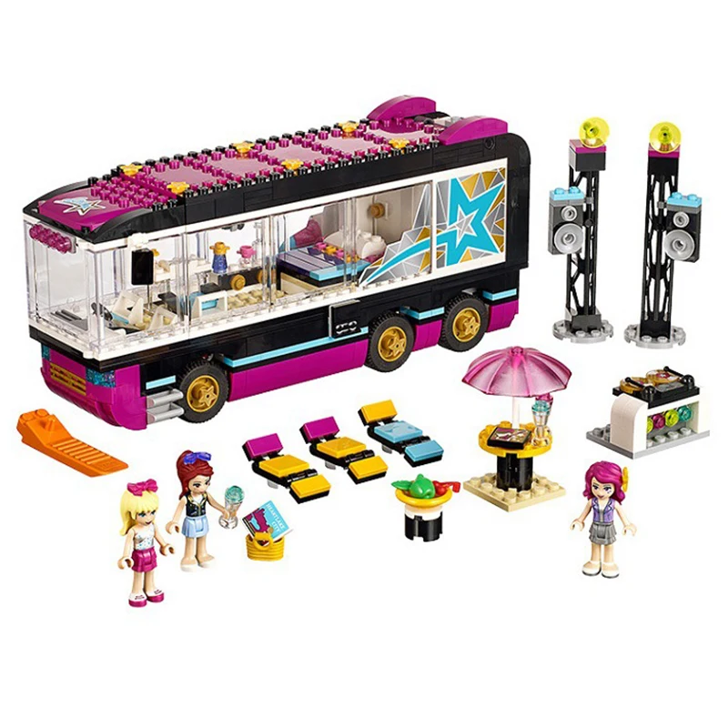 

In Stock 684Pcs Pop Star Tour Bus 10407 Friends Series Building Blocks Toys for Children Compatible with Lepining Friends 41106