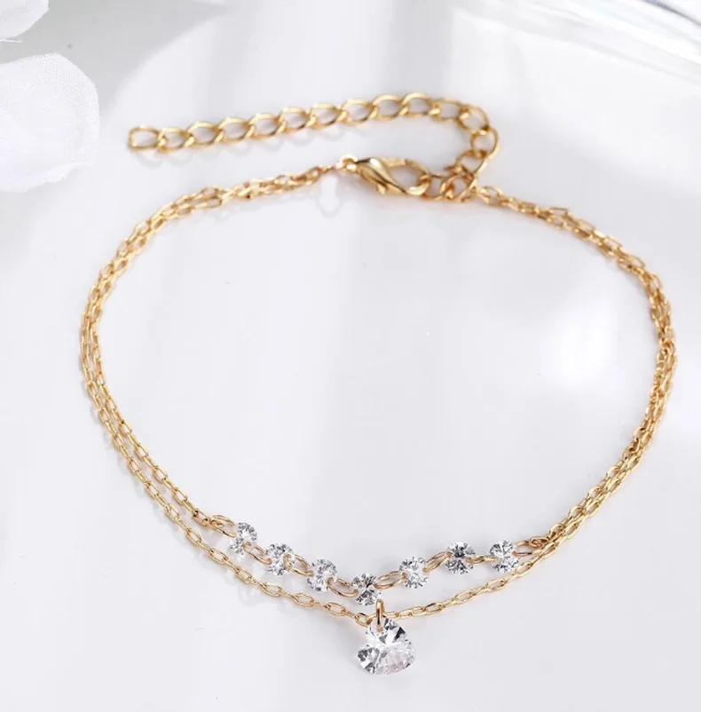 

Exquisite Fashion Doublelayer Heart-shaped Crystal Bracelet for Women Jewelry Gift