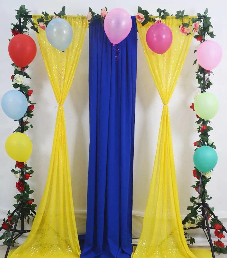Блесток шторы 2 панели 96 дюймов желтый блесток фон блестящие фоны выпускного