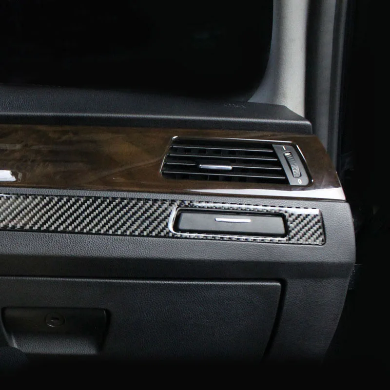 

Carbon Fiber Car Styling Inner Center Console Copilot Water Cup Holder Cover Trim Strip Car Sticker For BMW 3 Series E90 E92 E93