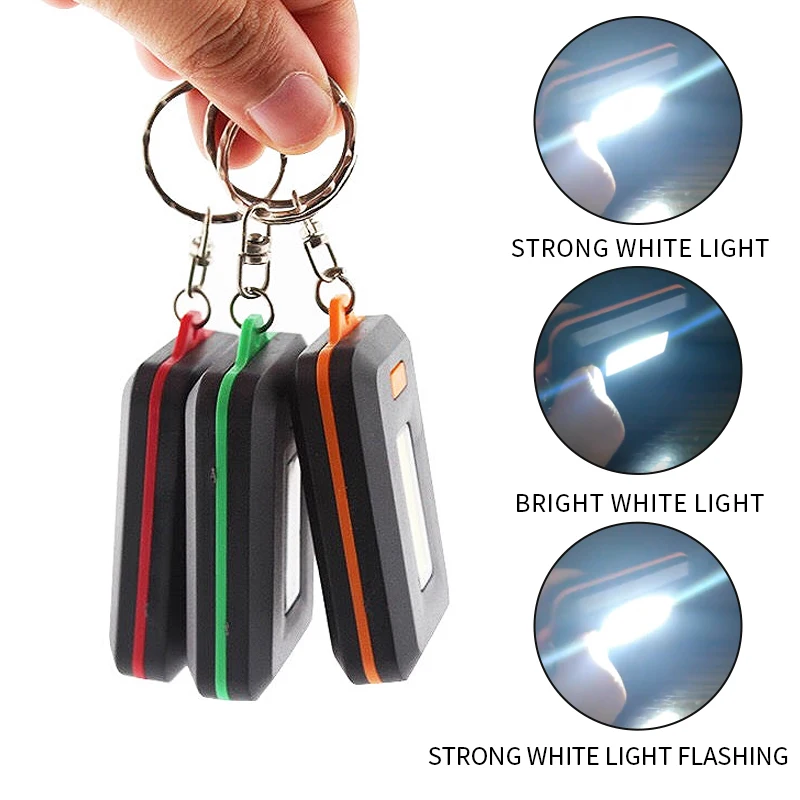 

3Pcs Mini Cob Keychain Flashlight 3 Modes Emergency Light Portable Key Chain Torch Flash Night Light Lamp Keyring Pocket