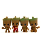 4 шт.компл. ПВХ Мини Дерево человек Baby Groot рождественские фигурки Action Home торт Горшечное растение Украшение Ребенка подарки на день рождения игрушки
