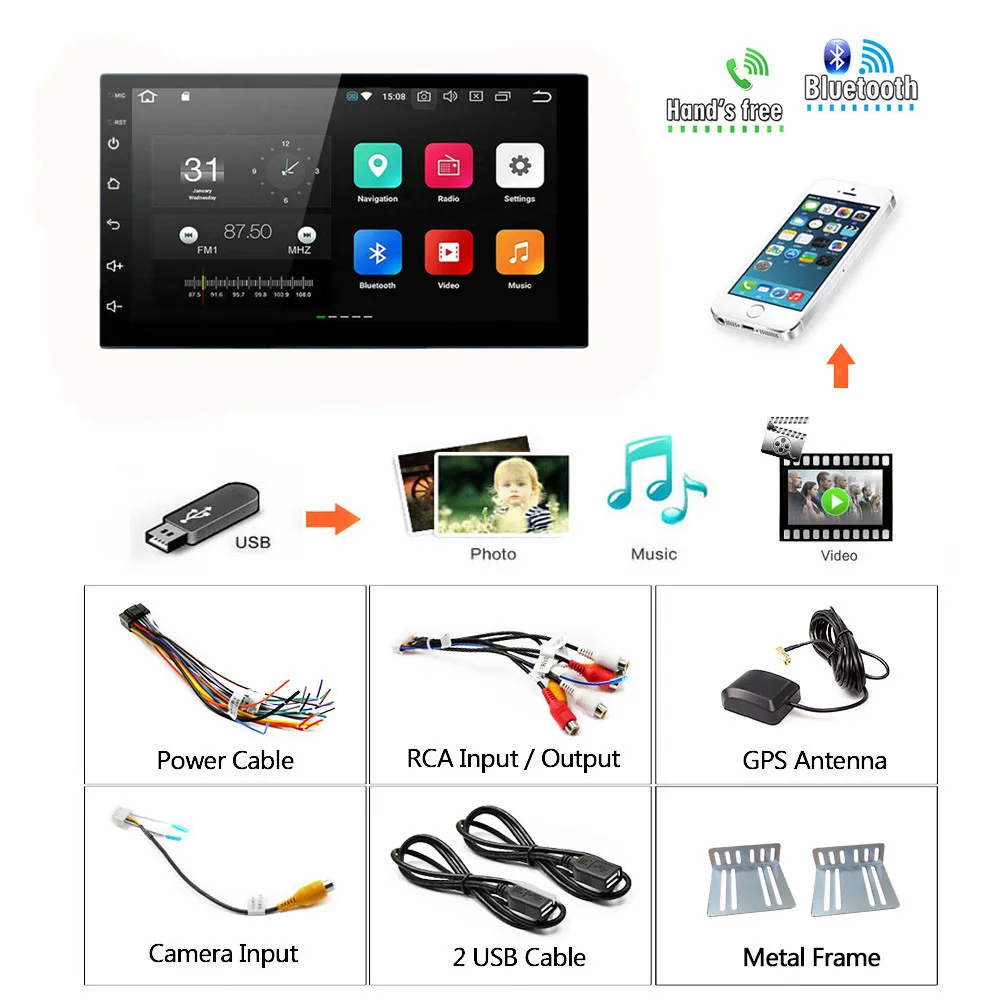 2Din Android Car Multimedia Player GPS Navigation 2 din HD Autoradio WiFi USB FM Din 7" Audio Radio Stereo Backup Monitor | Автомобили