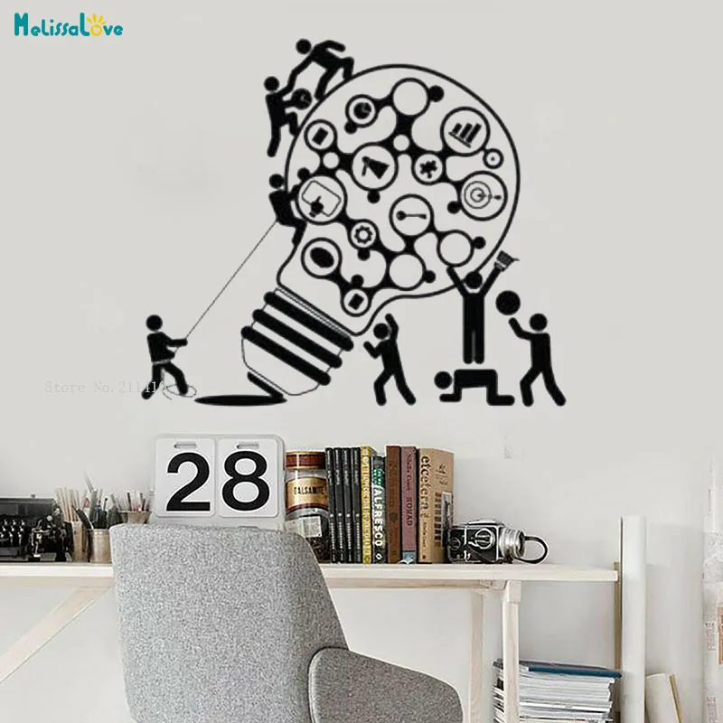 

Виниловая наклейка на стену The More The Merrier, творческая работа в команде, лампочка для офиса, художественные декоративные наклейки YT4143