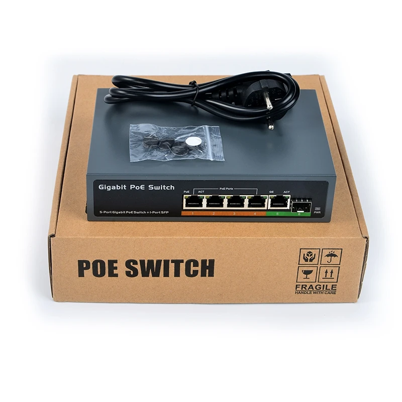 PSE604GS 4 порта POE + 1 порт Uplink SFP 65 Вт IEEE802.3At / Af Стандартный гигабитный сетевой