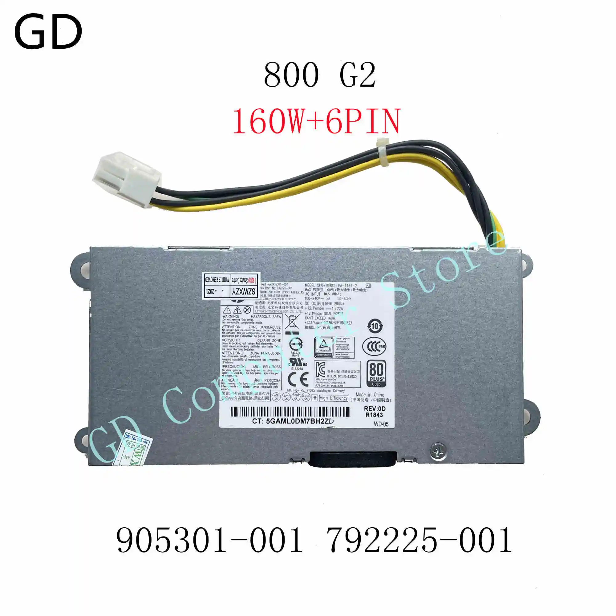 GD оригинал для HP AIO EliteOne 800 G2 160 Вт источник питания 905301-001 792225-001 PA-1161-2 полностью